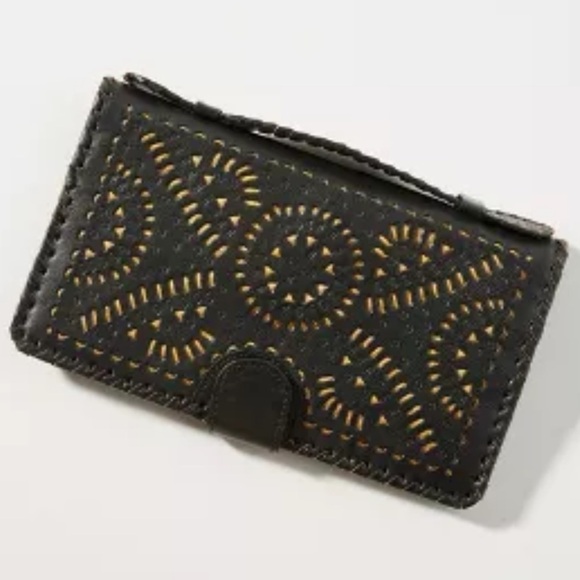 CLEOBELLA Anthropologie Cut-Out Black Leather Boho Clutch - Picture 4 of 11